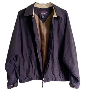 Roundtree & Yorke Navy Full Zipper Men's Large Jacket Blue Polyester Nylon